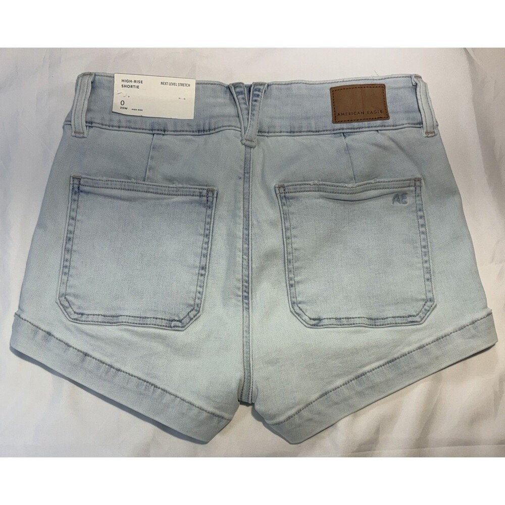 NWT American Eagle Next Level Stretch High Rise Shortie Denim Shorts Size 0 25W - Picture 4 of 9